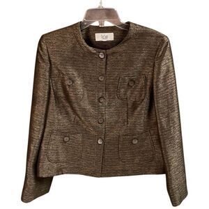 LeSuit Women’s Petite Metallic Blazer Jacket Brown Vintage Career